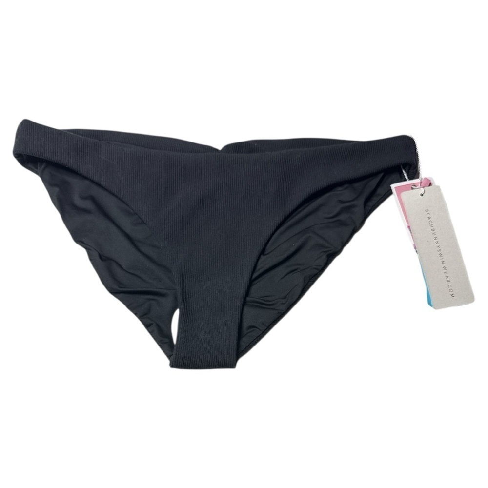 Beach Bunny Kate Ribtide Black Ruched Bikini Bottom Large NWT
